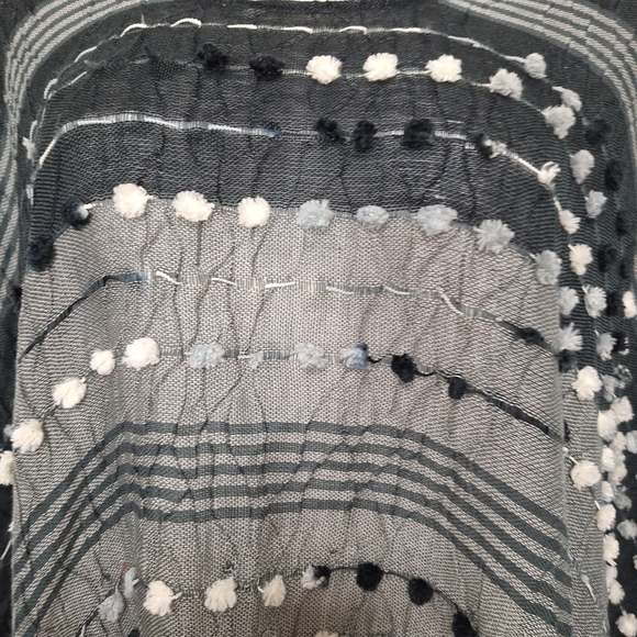 DEMDACO Grey & Black Boho Fringe Southwestern Artisan Western Poncho One Size - Picture 5 of 15